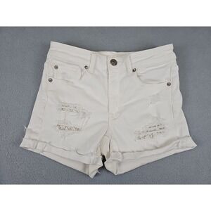 American Eagle Women's Size 4 Hi-Rise White Shortie Distressed Shorts